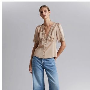 NWT & Other Stories Lace trimmed top